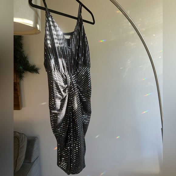 ASTR Black Square Sequence Midi Cocktail Dress - Picture 3 of 11